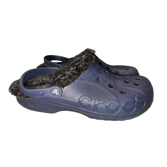 Crocs Baya Lined Clogs in Navy Blue Men’s Size 12 - Picture 1 of 5